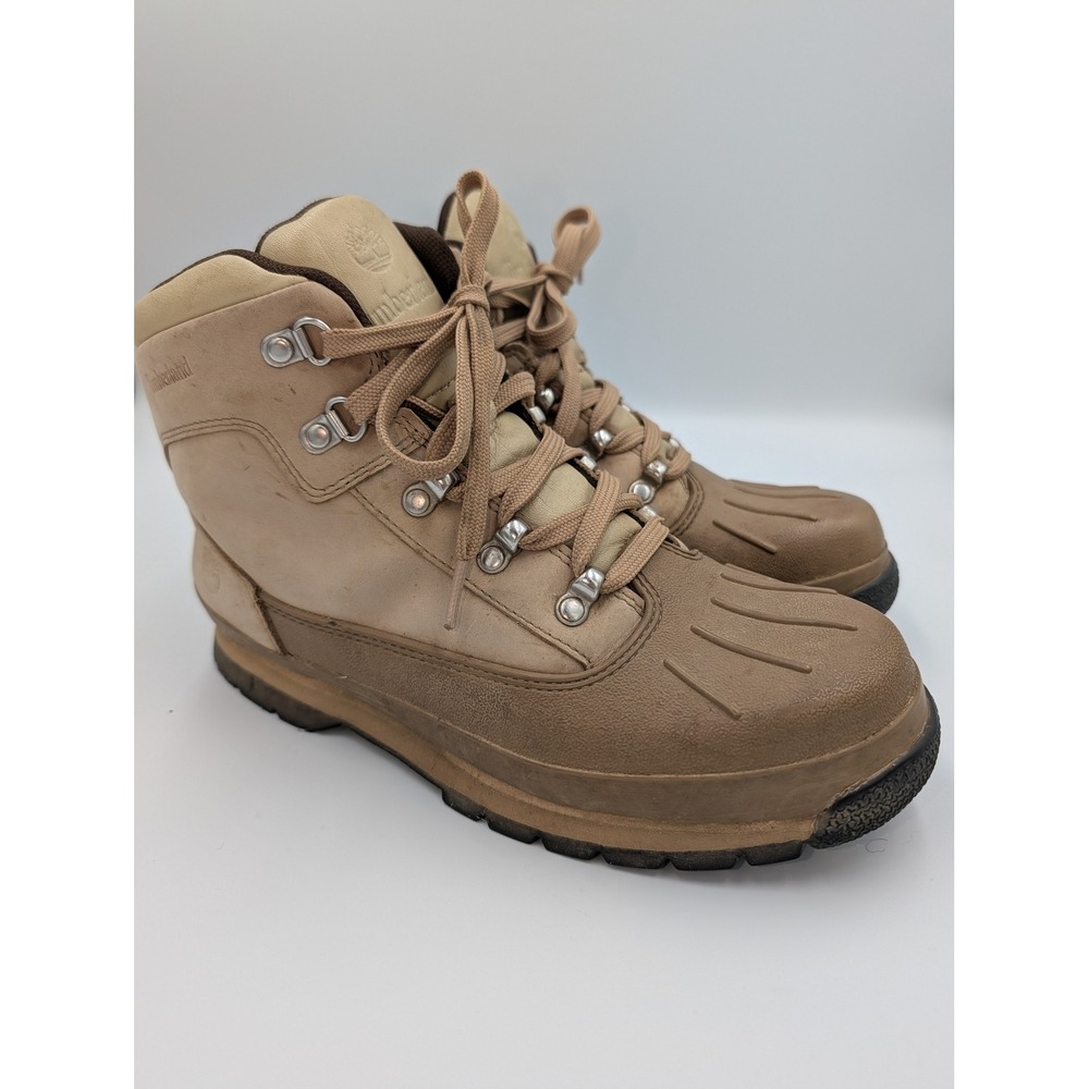 Timberland Boys 6 Euro Hiker Shell Toe Boots Tan Brown Leather Gorpcore Workwear